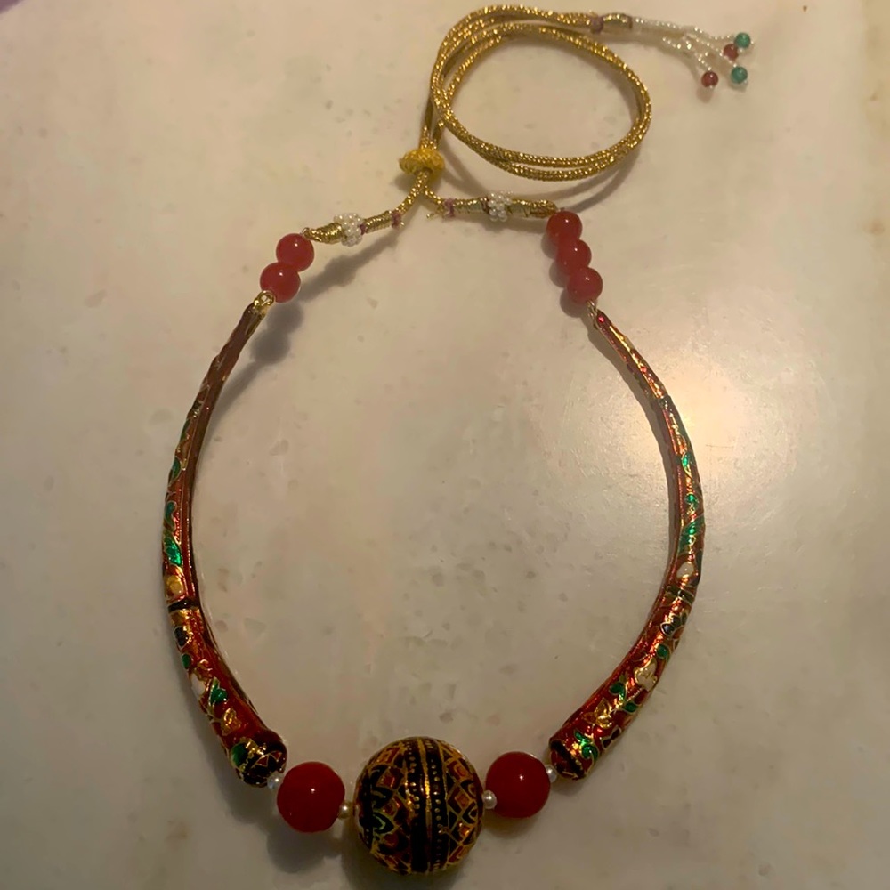Enameled necklace for sale.